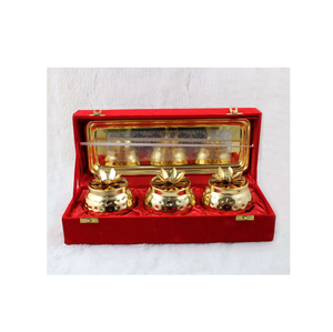 Ensemble de bols en laiton avec cuivre et cuillères Ensemble de bols à fruits secs avec plateau en or dans une boîte pour les cadeaux d'entreprise avec vente - Product Image 6