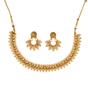 Dernier marché Design Délicat Plaqué Or Antique Plaine Collier Ensemble 208753 Pour Femmes Filles - Product Image 1