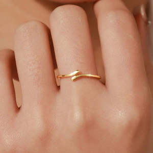 Hallmark Silver Simple Geometric <b>Adjustable</b> Open <b>Ring</b> Trendy Vintage Fashion with Gold Plating Eternity Style Inlay Jewelry - Product Image 1