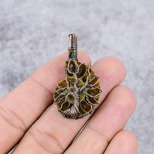 Ammonite naturelle fossile corail Labradorite vie de fil d'arbre Wrap cuivre travail Unique Designer pendentif collier toutes les tailles disponibles - Product Image 4