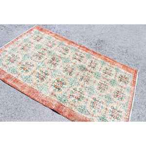 Alfombra Turca de 3.9x6.46 pies, Alfombra Vintage, Alfombra Oriental Roja y Verde - Product Image 4