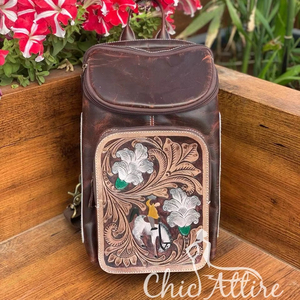 Vente en gros de sacs à bandoulière personnalisés en cuir véritable portable multifonctions usinés à la main pour l'extérieur sacs à bandoulière à imprimé floral en cuir de vachette - Product Image 1