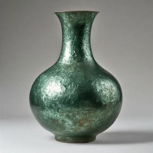 Vase Artisan de lueur de fougère en finition de patine verte patinée Vase en métal de concepteur Accent artisanal exquis pour la décoration intérieure - Product Image 3