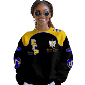 Sweat-shirt à col rond Sigma Gamma Rho 1922 bleu et or, vêtements grecs de sororité, polaire de qualité supérieure, pull pour femmes, mode d'hiver - Product Image 4