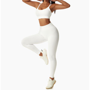 Pantalones de gimnasio de alta calidad para mujer, mallas de entrenamiento activo de cintura alta de Color sólido para Yoga, mallas de estilo dulce - Product Image 5