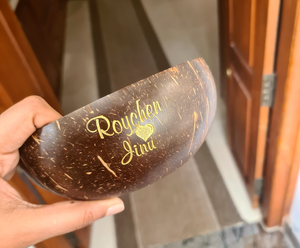 Bols en noix de coco noirs faits à la main, pièces, avec écriture personnalisée, idéal pour cadeau et communion - Product Image 4