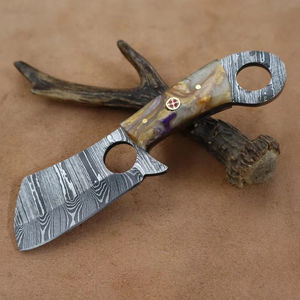 Couteau en acier damas fait à la main avec poignée personnalisée Gaine en cuir Cadeau pour hommes Support OEM - Product Image 1