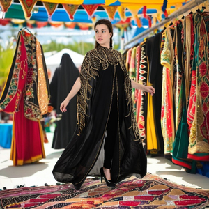 Abaya musulmana con cuentas de lujo de Dubái para mujer, caftán islámico elegante, estilo modesto, fiesta de noche, vacaciones, ropa de vacaciones, venta al por mayor - Product Image 1