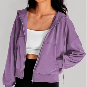 Sudadera con capucha ajustada de secado rápido para mujer, pantalones de chándal de cuello alto, chándal de Fitness para invierno, entrenamiento al aire libre, diseño de cremallera - Product Image 1