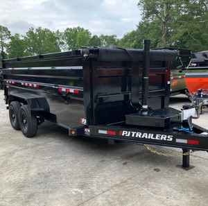 Remorque à benne basculante 7×16 14K de haute qualité, modèle 2026, avec plancher de 7 pouces, treuil télécommandé, rampes pour portail de grange et bâche - Product Image 3