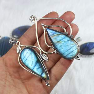 Blue Flash Labradorite Gemstone Pendentif Making pour Silver Jewelry Supply Designer Collet Pendentif Collier - Product Image 5