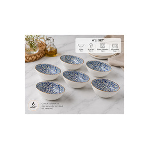 Juego de 6 tazones de porcelana Alhambra Vanta para desayuno, 8 cm, estilo Japandi, para aperitivos y mermelada, ideales para fiestas - Product Image 1