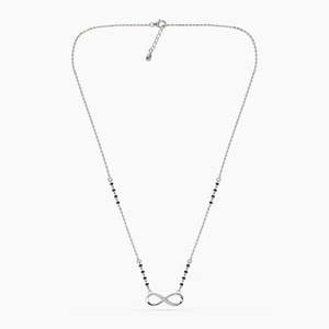 Compre un Mangalsutra de Plata Pura con Diamantes Chapados en Oro y Perlas, Collar Étnico Religioso con Cuentas, Regalo de Boda para Esposa - Product Image 3