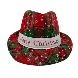 Haiwin fête <span class=keywords><strong>de</strong></span> noël vacances Tartan Fedora rouge blanc <span class=keywords><strong>moche</strong></span> pull Design fête <span class=keywords><strong>de</strong></span> noël chapeau Trilby - Product Image 3