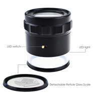 10x loupe loupe outil de bijoux avec 8 lumière LED tableau d'échelle de 20mm et champ de vision de 25mm pour les pièces de monnaie textiles de bijoux