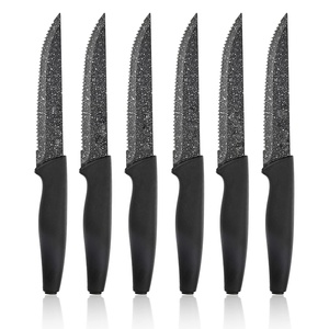 Cuchillo para Carne de 6x5 Pulgadas, Acero Inoxidable, Revestimiento Cerámico Antiadherente, Orientación de Mano Ajustable de Plástico, Ecológico, Apto para Lavavajillas - Product Image 1