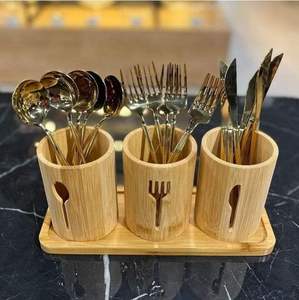 Porta Utensilios de Cocina de Bambú, Porta Cucharas, Organizador de Utensilios de Cocina - Product Image 1