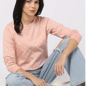 Sudadera de gran tamaño bordada personalizada para mujer Sudadera de cuello redondo con hombros caídos para mujer al por mayor - Product Image 5