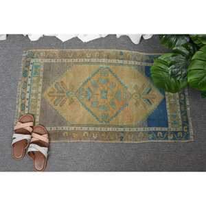 พรมขนสัตว์สีเบจสีน้ำเงิน3.1ft วินเทจขนาด1.7 x แบบคลาสสิกพรมตุรกีผืนใหญ่งานเย็บปะติดพื้นผิวแบบแอบสแตรกต์สำหรับใช้ในห้องโถง - Product Image 4