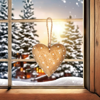Ornement de Noël en bois en forme de cœur, personnalisable, fait main, suspendu, de haute qualité, écologique et durable, pour support d'arbre de Noël