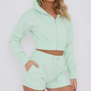 Conjunto de Sudadera Corta y Pantalones Cortos de Algodón para Mujer, Estilo Urbano, Servicio OEM - Product Image 5