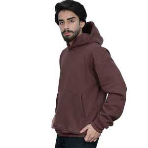 Imprimé et solide polaire décontracté 100% coton sweats à capuche pour hommes chaud hiver Streetwear mode vêtements d'extérieur en marron - Product Image 6