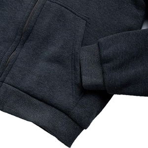 Sweat-shirt à capuche zippé intégral pour homme, en maille imperméable de haute qualité, couleur unie, mélange coton-polyester, fabriqué au Bangladesh - Product Image 3