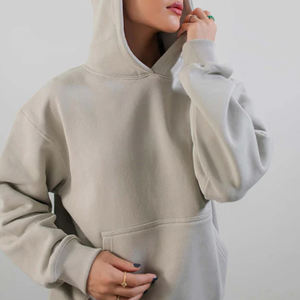 Sudadera con capucha de gran tamaño con hombros caídos para mujer más vendida, ropa de invierno de moda con logotipo frontal a bajo precio - Product Image 3