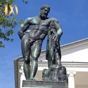 Statue d'Hercule en bronze de taille réelle en fonte héros grec ancien tenant une peau de lion pour jardin ou place - Product Image 2