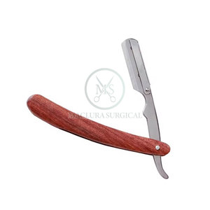 Maquinilla de afeitar de acero inoxidable resistente con mango de madera para afeitado de barba suave y detalles afilados - Product Image 4