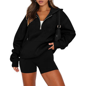 <b>Womens</b> Oversized Hoodie <b>Quarter</b> <b>Zip</b> Pullover Sweatshirt Hoodies <b>Women</b> Clothing Casual Hoodie for Winter - Product Image 3