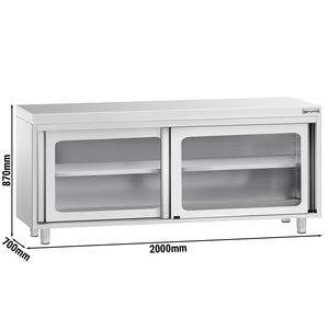 Armario de Acero Inoxidable PREMIUM - 2000x700mm - con Puertas Corredizas de Vidrio - Product Image 2