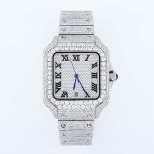 นาฬิกาโมอิสซาไนต์แบบฮิปฮอป ประดับเพชรโมอิสซาไนต์ระดับพรีเมียม VVS ระบบอัตโนมัติ ประดับเพชรเต็มเรือน - Product Image 1