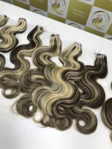 Autumn <b>Sale</b> 22'' Inches Double Body Wave Raw Human Hair Extensions High Quality HD Weft Hair Bundles Hot Selling <b>Piano</b> Color - Product Image 3