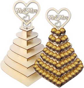 Exhibidor de Chocolate de Madera de 7 Niveles, Soporte con Forma de Corazón para Postres, Dulces y Barras de Chocolate, Centro de Mesa, Soporte de Torre 3D - Product Image 6