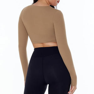 เสื้อครอปสตรีแขนยาวจากบังคลาเทศเสื้อกีฬาฟิตเนสระบายอากาศคอเหลี่ยม - Product Image 2
