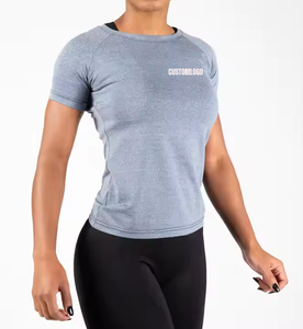 Camiseta Deportiva Personalizada al por Mayor para Mujer, Lisa, de Manga Corta, para Impresión por Serigrafía, Bordado de Logotipo, Camisetas Deportivas para Gimnasio - Product Image 1