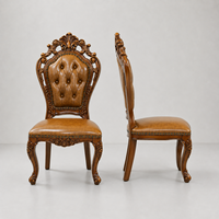 Chaise de salle à manger en bois de chêne européen et cuir véritable, en stock, prête à être expédiée, mobilier pour hôtel, restaurant, salle à manger, chaise haute à dossier haut