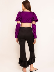 ¡Novedad de 2025! Corpiño púrpura imperial para mujer, diseño de tendencia con mangas recortadas llamativas, Top de estilo dulce a bajo precio - Product Image 3