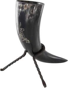 Cuerno de Animal de Estilo Náutico Vikingo Hecho a Mano, Material Orgánico, Tacto Real para Cerveza, Vino, Aguamiel, Soporte de Artesanía Natural Pulido - Product Image 1