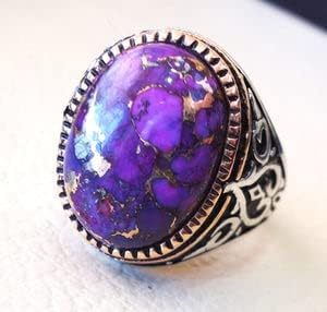 Anillo de Hombre al por Mayor, Nuevo, con Turquesa Natural de Cobre Púrpura, Anillo Otomano de Navidad, Joyería de Plata de Ley 925 - Product Image 5