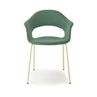 Fauteuil de salle à manger rembourré avec revêtement en tissu ou en velours sur quatre pieds métalliques pour restaurant, café, hôtel, fabriqué en Italie