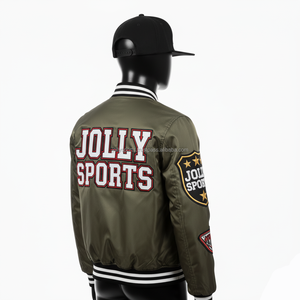 Chaqueta Bomber para mujer 220GSM tela de satén Premium verde oliva bordado personalizado Logo estilo Streetwear chaquetas Bomber para mujer - Product Image 5