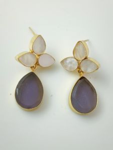 ต่างหูห้อยชุบทอง18K สุดหรูอัญมณีรูปหยดน้ำเครื่องประดับสำหรับผู้หญิงทำมืออย่างมีสไตล์ - Product Image 5