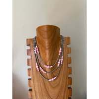 Collier Navajo en coquillages roses avec argent sterling et perles d'imitation de 3 mm