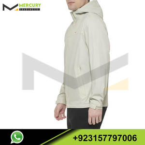 Venta al por mayor chaqueta de invierno pulóver para los hombres logotipo personalizado blanco Shell cortavientos con función impermeable técnica de lavado - Product Image 3