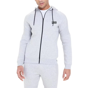 Derniers sweats à capuche Slim Fit à fermeture éclair complète pour hommes Personnalisez votre propre logo Respirant Casual Wear Basics Cotton Blended Solid Color - Product Image 4