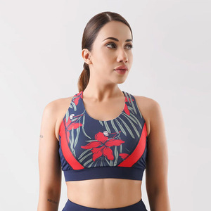 Women's Customized Floral Pattern Sports Bra Plus Size Active Wear Spandex Bra Made in Pakistan Washed Technique - Product Image 3