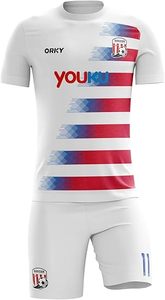 Uniforme de fútbol juvenil de alta calidad, patrón de lunares 3D, Jersey que absorbe la humedad, pantalones cortos, tamaño 2-12Y, cuello redondo, transpirable para niños - Product Image 5