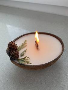 Velas de cáscara de coco ecológicas de primera calidad 2025 hechas a mano y brillantes, ideales para decoración navideña y regalos - Product Image 4